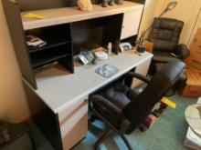 Desk with file cabinet and office chair