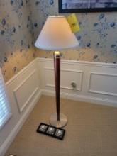 Modern wood with metal base floor lamp and candle holder