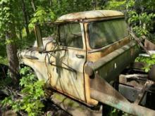 Chevrolet 10-500 old firetruck cab with steel homemade bed to haul dozer