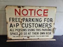 Enameled/ Porcelain Notice Free Parking Sign