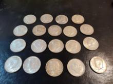 19 US Kennedy Silver Half Dollars Coins
