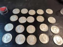 20 US Kennedy Silver Half Dollars Coins 1964