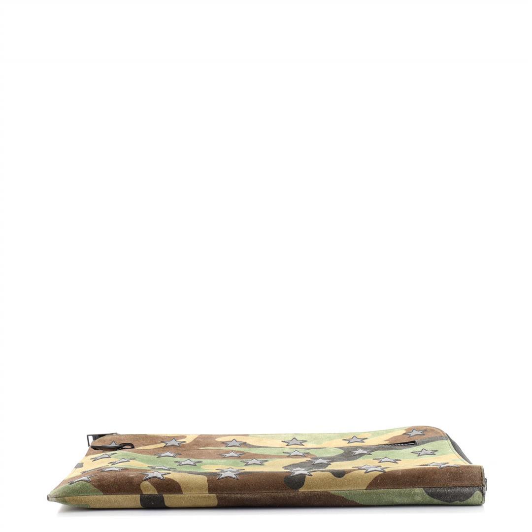 Saint Laurent Stars Portfolio Clutch Camouflage Suede