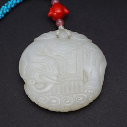 Antique Chinese Jade Toggle & Turquoise Necklace