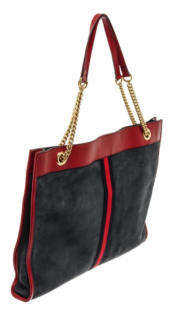 Gucci NY Navy Suede Red Leather Yankees Rajah Bag