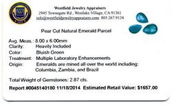 2.87 ctw Pear Cut Natural Emerald Parcel