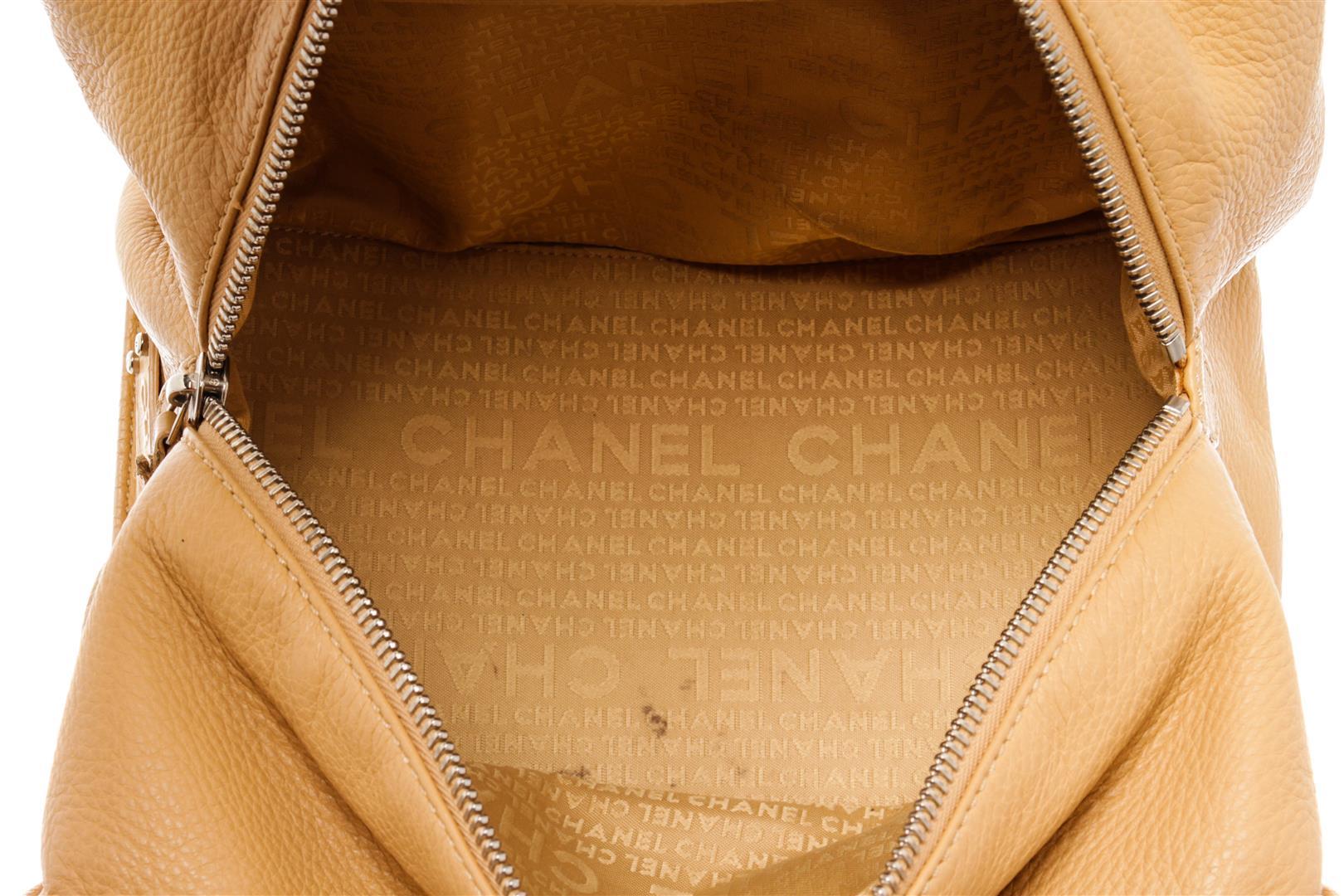 Chanel Beige Leather Deerskin Medium Shoulder Bag