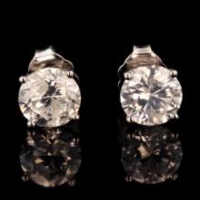 1.90 ctw Diamond 14K White Gold Stud Earrings