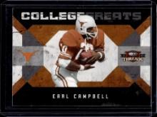 EARL CAMPBELL 2009 DONRUSS THREADS COLLEGE GREATS INSERT