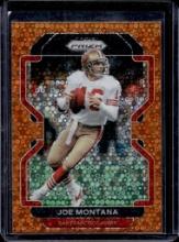 JOE MONTANA 2021 PANINI PRIZM NO HUDDLE ORNAGE DISCO PRIZM SP