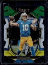 JUSTIN HERBERT 2022 PANINI SELECT GREEN YELLOW DIE CUT PRIZM