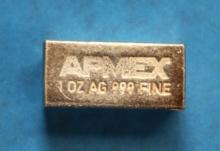 APMEX 1 OUNCE .999 FINE SILVER BAR - ONE OZ