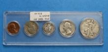 1940 United States Coin Set - Silver Dime, Quarter, Half Dollar - 5 Coins total