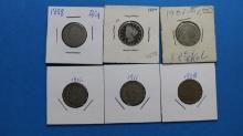 Lot of 6 Liberty Head Nickels - Various Years