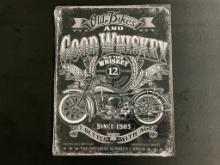 1 "Retro Vintage Sign" Old Bikes & Good Whiskey