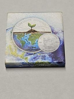 2022 Fiji 1oz Colorized Silver Earth Coin w/Box
