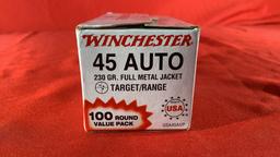 100rds Winchester 45Auto 230gr FMJ