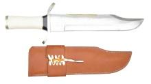 MASSIVE CUSTOM BOWIE KNIFE WITH SHEATH BY R.J.