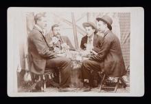 CABINET CARD PHOTO OF CROOKED POKER GAME  COLT