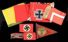 WWII GERMAN FLAGS, BANNERS, ARMBANDS, & OTHER