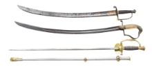 THREE AMERICAN 19TH CENTURY SWORDS.