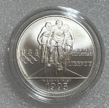 1995 D Silver $1 Atlanta Olympics Cycling Commemorative BU