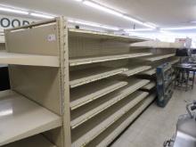 LOZIER GONDOLA SHELVING 72IN TALL 22/22, 1 SIDE WIRE RACKS - 24FT RUN W/2 4FT END CAPS - SOLD BY THE