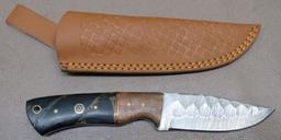 Damascus Pattern Drop Point Hunting Knife