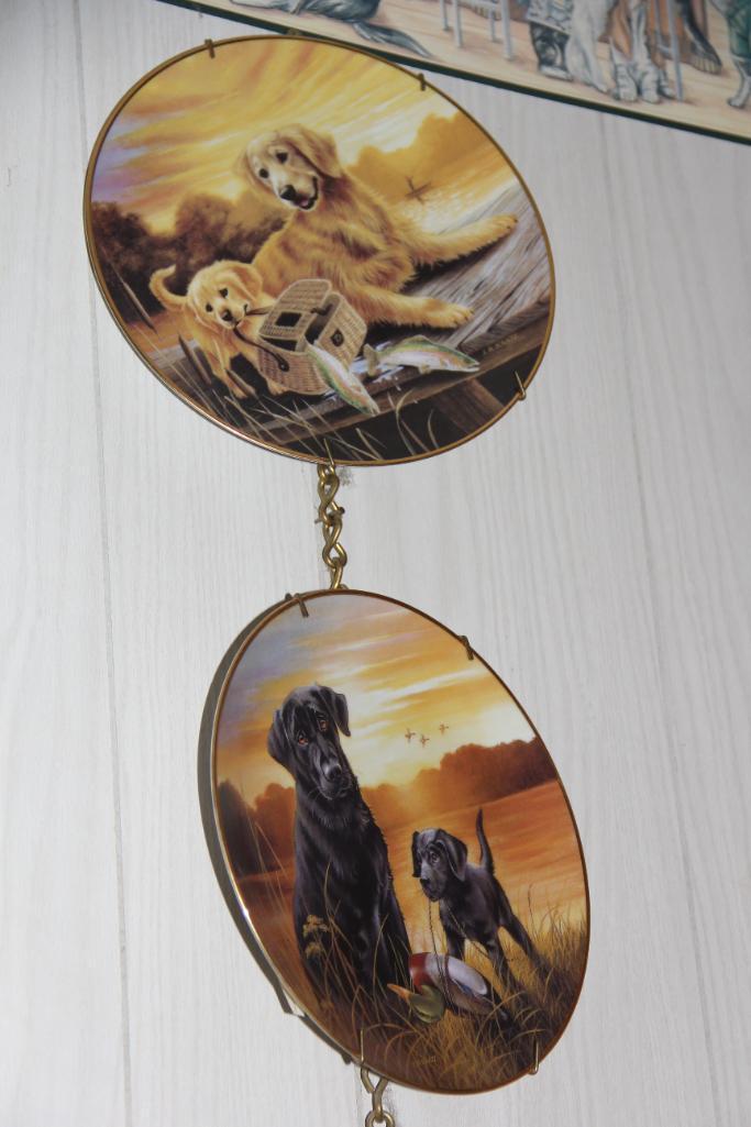 8 Dog-Themed Collector Plates on Chain Hangers