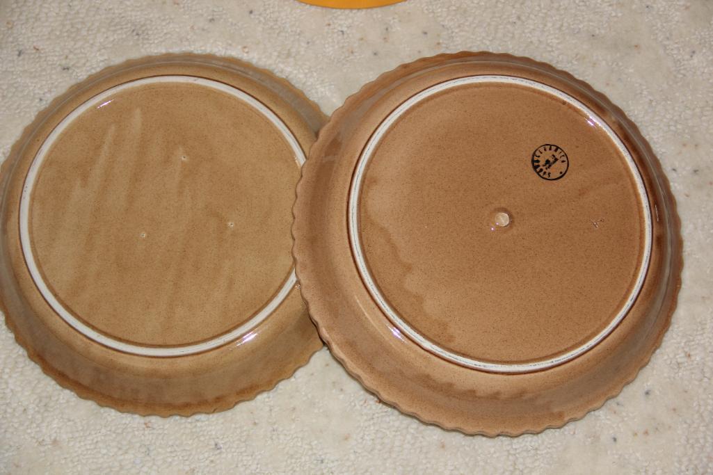Pair of Cute Ceramic Pie Pans with Lids