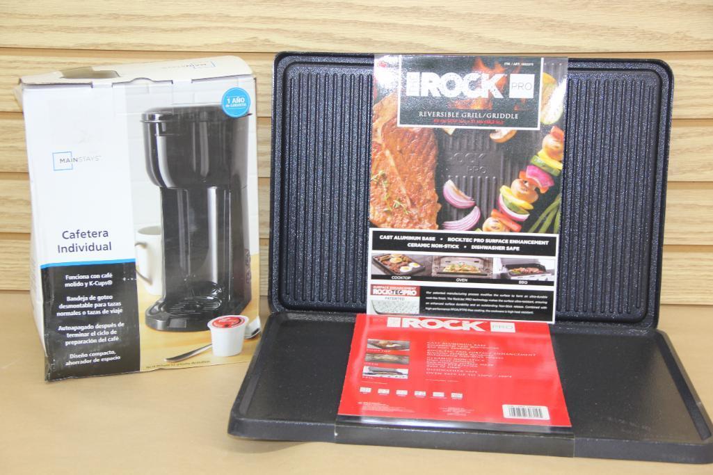 Two The Rock Non-Stick Cooking Sheet and Main Stays Coffee Maker