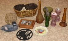 Mixed Decorative Items and Colored Glass Including Insulators