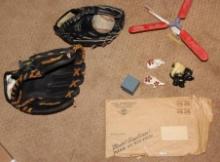 Two Kids' Baseball Gloves and More Children's Items