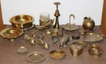Collection of Unusual Brass Animal Figures and Dishes