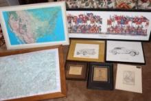 Mixed Car Art, Maps, and More Framed Prints