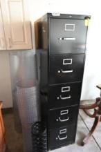 Hon 5 Drawer Black Metal Filing Cabinet