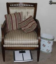 Great Cushioned Wood Chair and Waste Basket