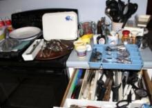 Huge Assortment of Flatware, Cooking Utensils, Measuring Cups, and More