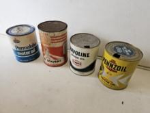 Cities Service, Havoline, Amoco, Pennzoil Cans (4)