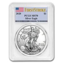 Certified Uncirculated Silver Eagle 2020 MS70 PCGS First Strike