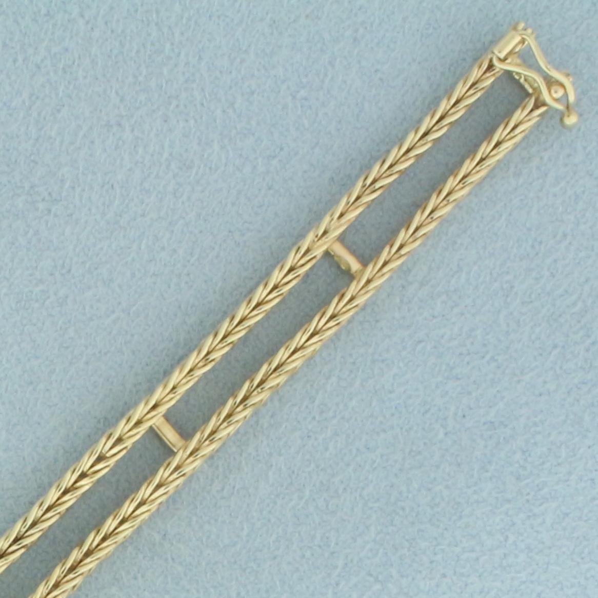 Wheat Link Tennis Bracelet Jacket In 14k Yellow Gold