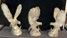 3 Hampshire Genuine Silverplated Eagle sculptures
