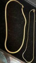 2 Gold Tone Chain Necklaces
