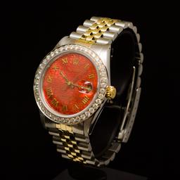 Rolex Two-Tone Datejust 36mm Custom Diamond Dial aprox. 2.25CT Men's Wristwatch