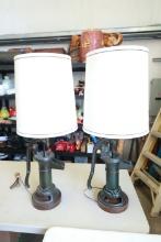 Pair Cast Iron Pitcher Pump Lamps