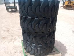 (4) Skid Steer Wheels w/Solid Rubber Tires 33 X 12-20