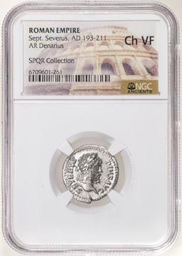 Roman Empire 193-211 AD Sept. Severus AR Denarius Ancient Coin NGC Ch VF