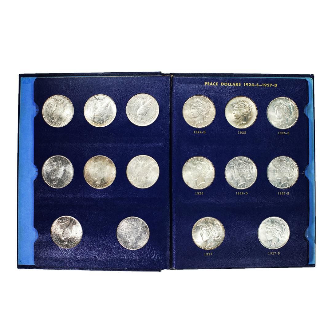 Complete Set of 1921-1935 $1 Peace Silver Dollar Coins in Whitman Album