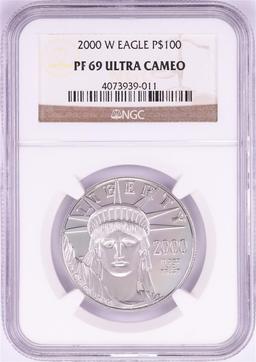2000-W $100 Proof Platinum American Eagle Coin NGC PF69 Ultra Cameo