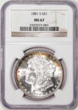 1881-S $1 Morgan Silver Dollar Coin NGC MS67 Amazing Toning